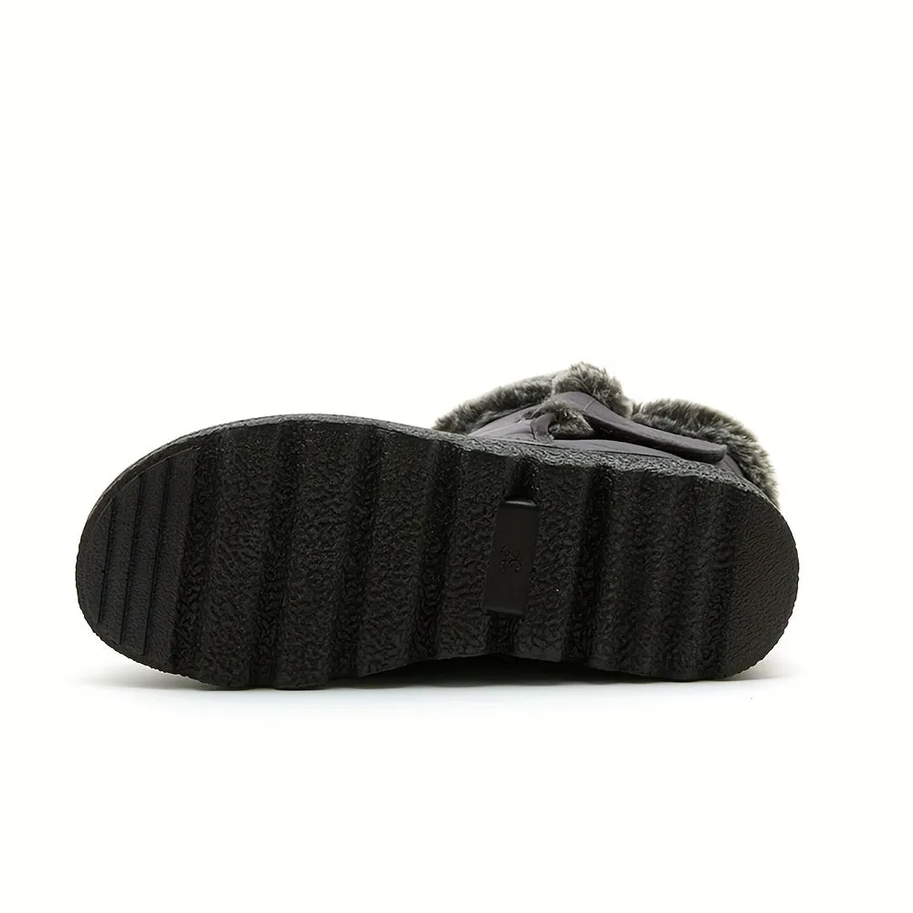 Stylish  Cozy Womens Platform Casual Plush Lined Short Boots  Perfect for Winter